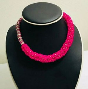 NEW Handmade Pink Beaded Necklace